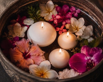 Pack of 3 Handmade Floating Candles for Spa, Wedding & Home Decor