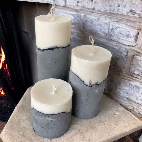 Modern Concrete Candles - Handmade Home Decor