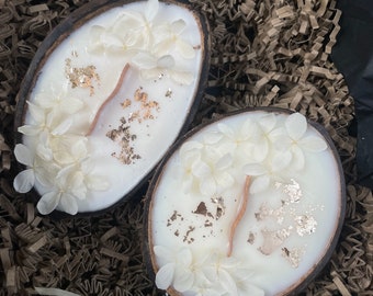 Vela perfumada de coco / Vela en cáscara de coco / Vela de cera de soja natural / Ecológica