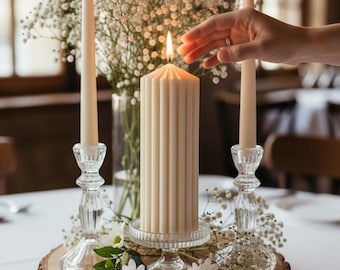 Minimalistic Elegant Ivory Wedding Unity Candle Set