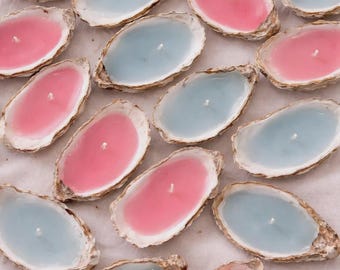 Oyster Shell Candles – Baby Shower Favors Pink & Blue | Gender Reveal Party Decor