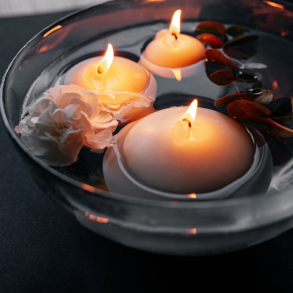 Sojawachs Schwimmkerzen | Kerzen im Wasser| Tischdekorationen | Hochzeits-Schwimmkerzen Weiß Elfenbein unbeduftet