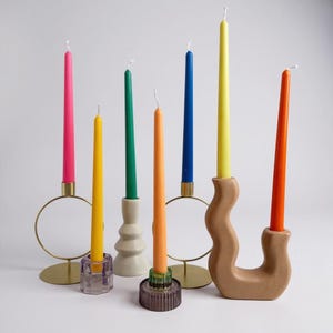 3 Pack Colourful Long Tall Taper Decorative Candles