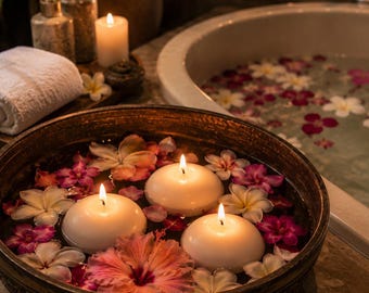 3 Pack Floating Soy Wax Candles, Minimalist Spa Wedding Centerpieces