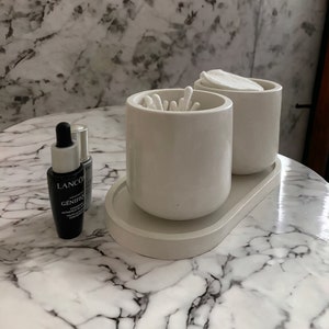 Bathroom set of three | Barhroom Decor Jars | Concrete trinket tray |  Boho Style Home Decor