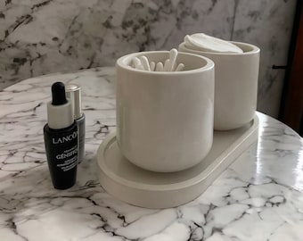 Ensemble de trois pièces pour la salle de bain | Pots décoratifs Barhroom | Vide-poches en béton | Décoration d'intérieur de style bohème