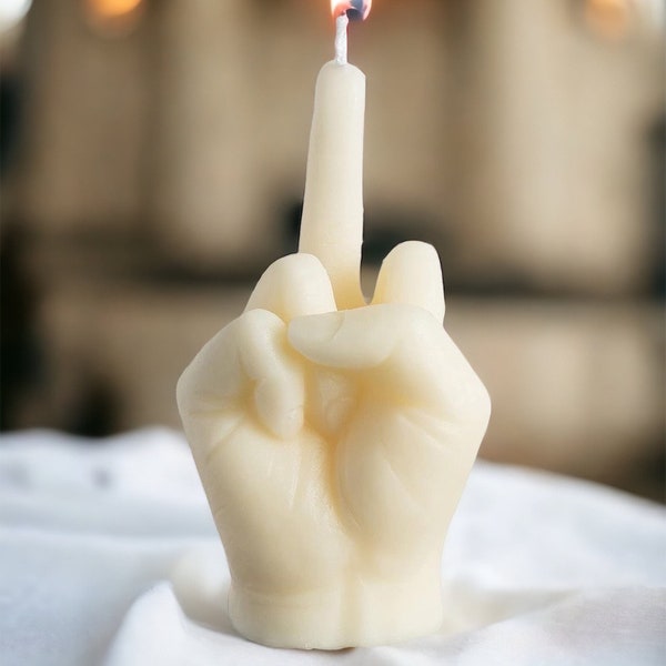 Große Mittelfinger Handgeste Kerze - Lustiges Gag Geschenk