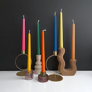 3 Pack Colourful Long Tall Taper Decorative Candles