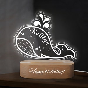 Whale Name Night Light,Personalized Night Light for Kids,Kids Acrylic Night Light,Kids Bedroom Decor,Kids Bedroom Decor,Children&#39;s Lights