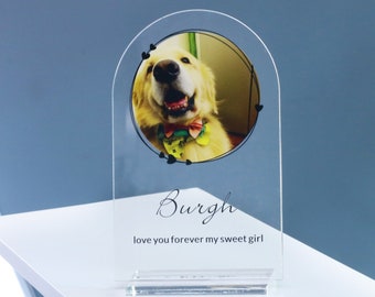 Dog memorial plaque, Acrylic dog memorial, Acrylic photo block, Dog memorial stand, Acrylic pet memorial, Cat photo frame, Pet loss frame