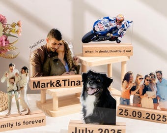 Personalized Acrylic Photo Statuette, Custom Photo Statuette, Family Photo Sculptures, Photo Portrait Gift, Wedding Anniversary Gift