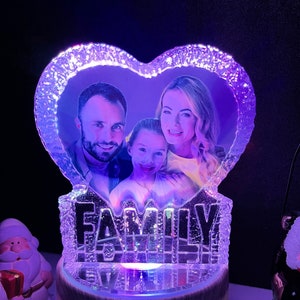 Personalized Photo LED Bluetooth Crystal,Custom 3D Photo Crystal Lamp,Family Gift,Photo Bluetooth Audio,Valentine's Day Gift,Wedding Gift