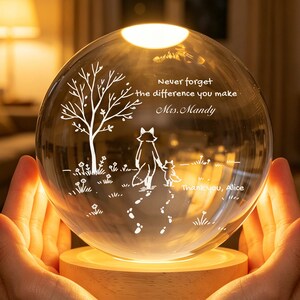 Personalisierte Lehrer Geschenk Kristall LED Ball Licht, vergessen Sie nie den Unterschied, den Sie machen, Mitarbeiter Coworker Geschenk, Lehrer Wertschätzung Geschenk