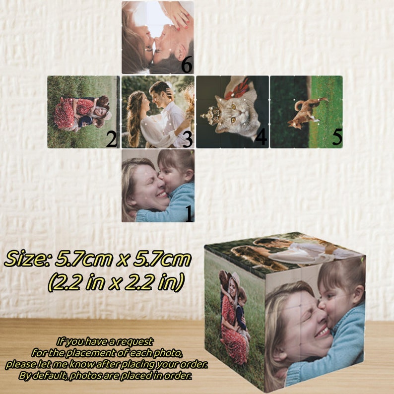 Personalisierter Würfel mit 6 Fotos, individuelles Bilderwürfel-Geschenk, Fotowürfel-Puzzle-Geschenk, Geschenk für Kinderliebhaber, Freunde, Bürodekoration, Fotogeschenk Bild 2