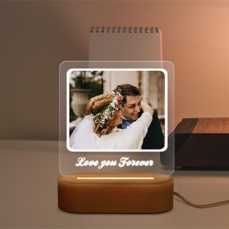Custom Photo Night Light,Personalized Picture Lamp,Custom Lamp with Photo,Photo Light Desk Lamp,Gift for her,Couple Gift,Mothers Day photo+text