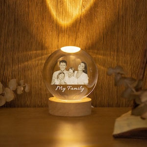 Personalized Photo Memorial Crystal Ball Night Light, Memorial Gift For Of Dad/ Mom Lamp, Memorial Keepsake, Sympathy Gift, Photo Ball LED image 8