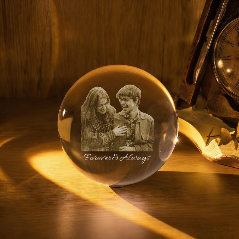 Personalized Photo Memorial Crystal Ball Night Light, Memorial Gift For Of Dad/ Mom Lamp, Memorial Keepsake, Sympathy Gift, Photo Ball LED image 7