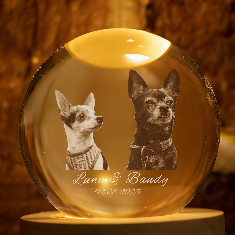 Personalized Photo Memorial Crystal Ball Night Light, Memorial Gift For Of Dad/ Mom Lamp, Memorial Keepsake, Sympathy Gift, Photo Ball LED Photo+Text