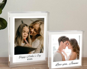 Personalised Photo Acrylic Block, Photo Print Frame, Acrylic Polaroid Picture, Home Decor Gift, Ideas for Mom Dad Friends