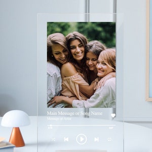 Personalised Song Plaque With Stand,Music Plaque Glass Art, Album Cover Song Plaque, Personalize Gift with Photo, Music Prints