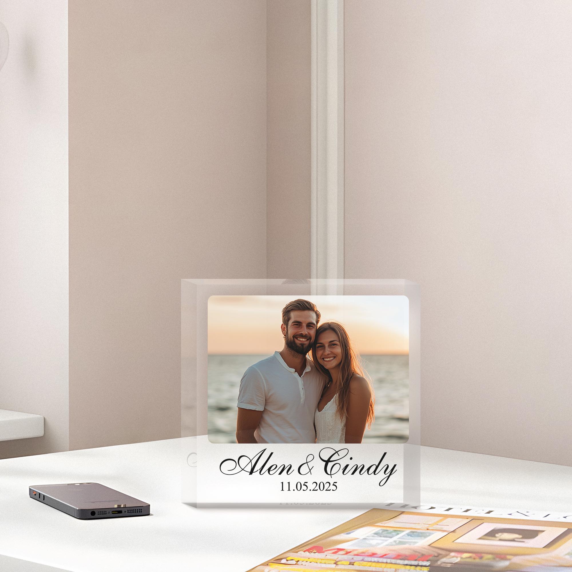 Personalised Photo Print Acrylic Block Plaque With Custom Message And Free Gift Bag | Photo Block Gift | Custom Acrylic Photo Frame