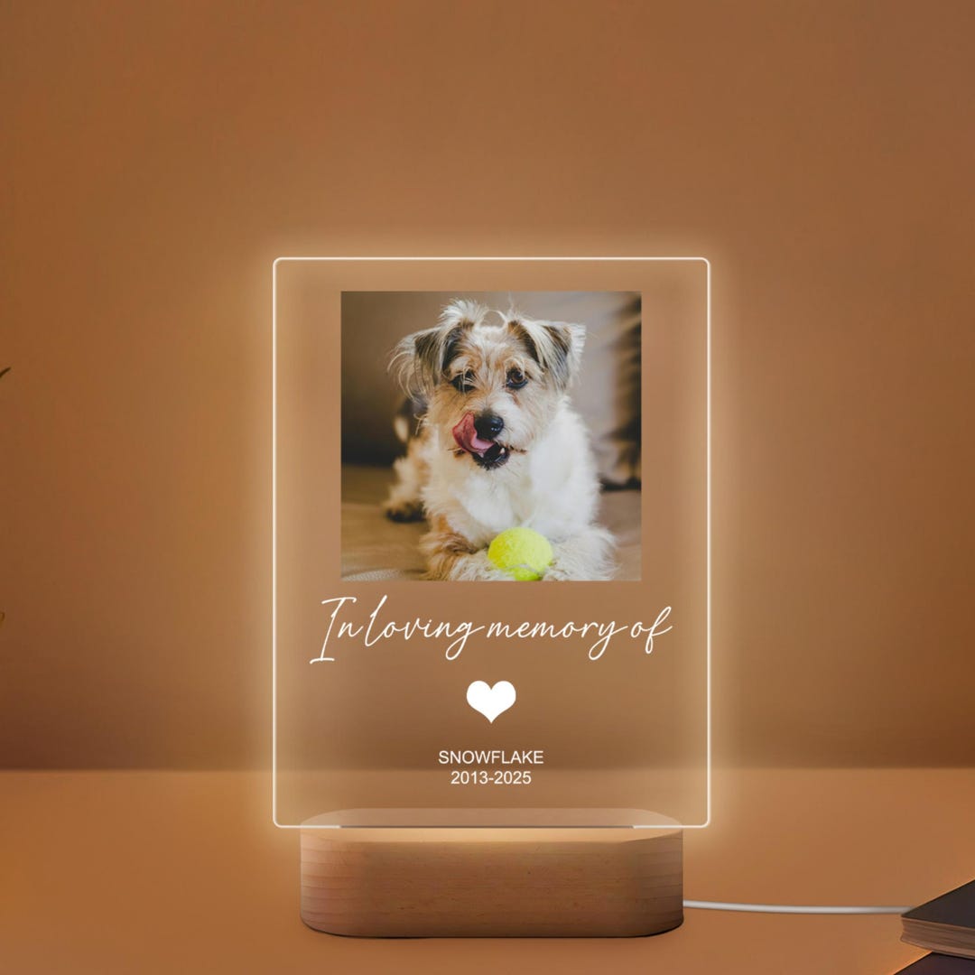 Custom Acrylic Picture Frame With Light, Personalized Memorial Picture ...