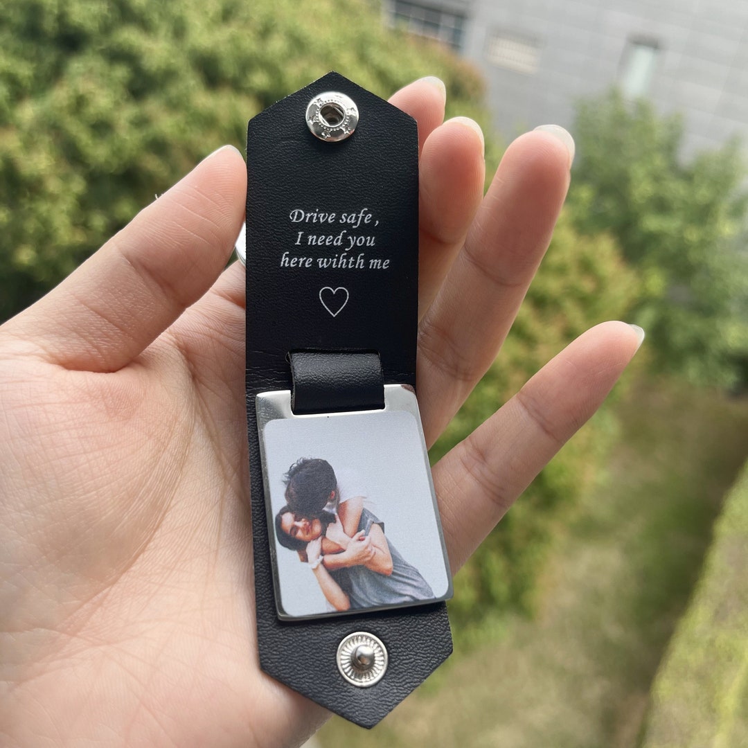 Personalized Leather Photo Keychain,photo Keychain,additional Engraving ...