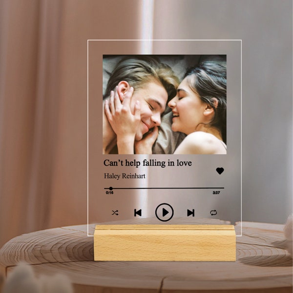 Personalized Acrylic Song Plaque, Music Playlist Plaque Gift, Custom Photo Plaque, Clear Acrylic Photos, Gift for Her, Anniversary Gift