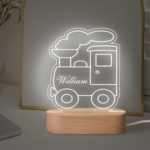 Luz nocturna personalizada para bebé, Luz nocturna de tren personalizada con nombre, Luz LED de tren, Luz nocturna bonita, Regalos de cumpleaños para niños, Decoración de guardería