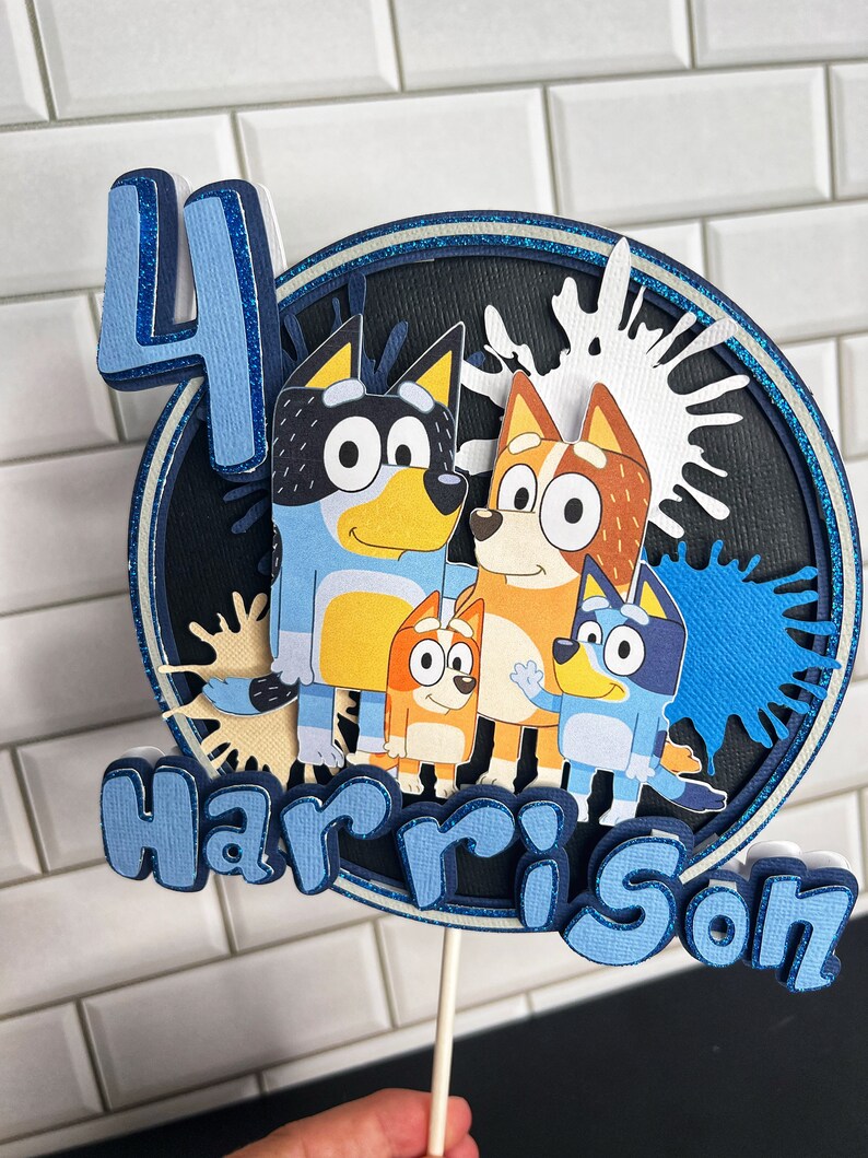 Customisable Cake Topper Bluey Cake Topper Bluey Birthday Etsy