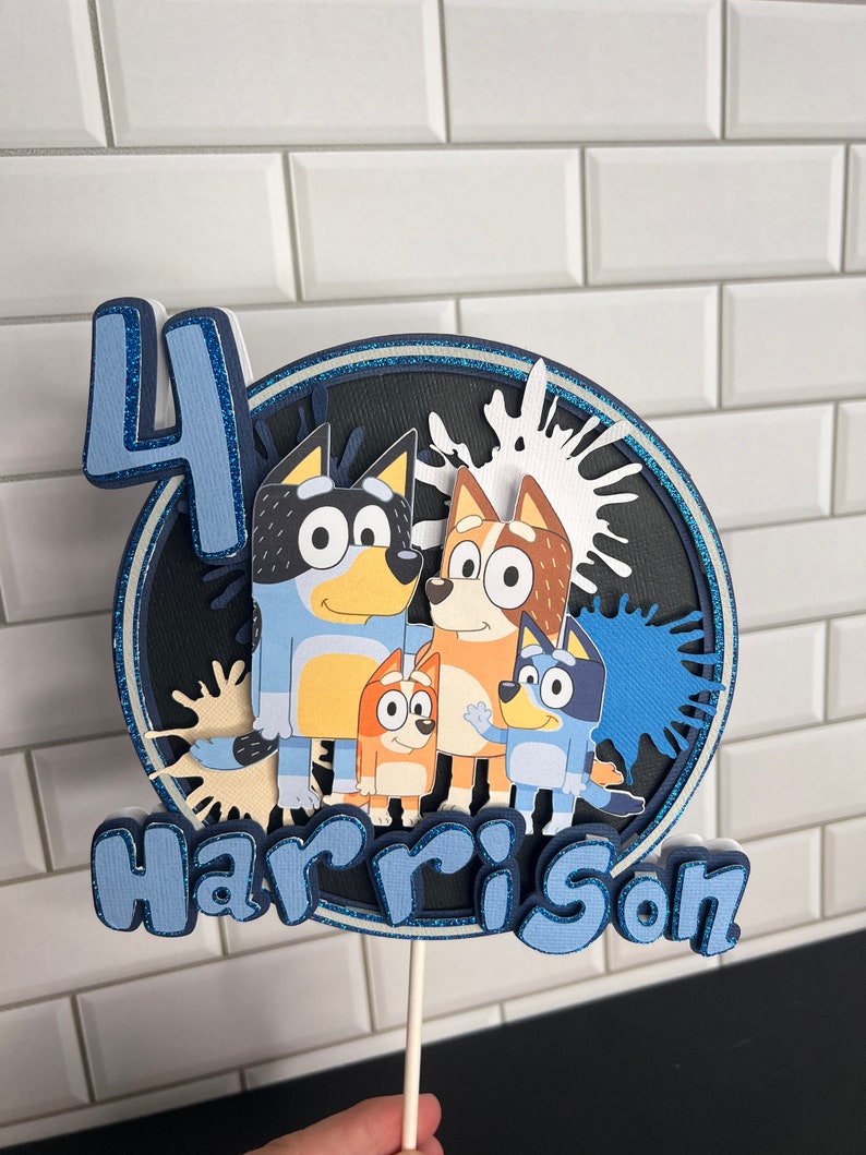 Bluey Cake Topper Blue Bluey Birthday Bluey Cake Bluey Etsy Australia