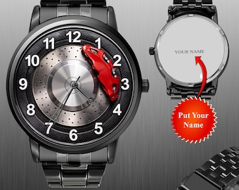 Orologio da polso con disco ruota di Formula Uno – Motorsport astratto, orologio rotondo stampato, regalo orologio da polso, orologio automobilistico