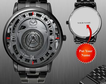 Orologio con motore rotativo turbo MAZDA RX7, design da auto sportiva, orologio da polso, regalo