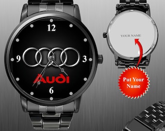 Reloj con el logotipo de Audi, regalo de reloj de pulsera para amantes y aficionados a los coches, reloj de pulsera para automóviles.