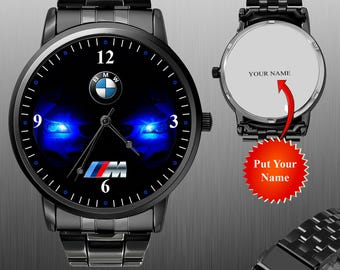BMW Armbanduhr, Armbanduhr für Autoliebhaber, blaues Design BMW Auge