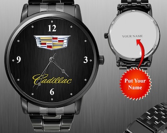 Cadillac Uhr, Armbanduhr, Oldtimer-Logo, Geschenk für Auto-Enthusiasten