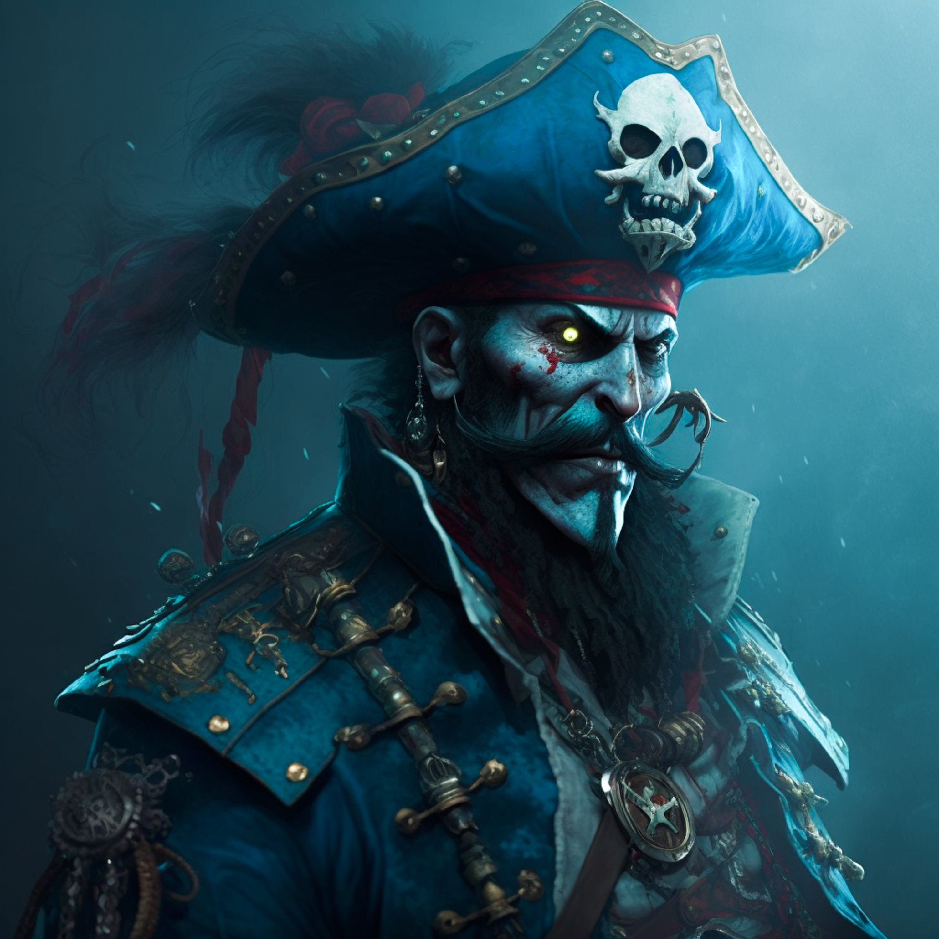 AI Pirate Art blue V4 Wall Art, Poster, Digital Paper, Scrapbook Paper ...