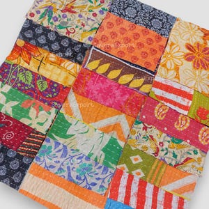 Vintage kantha handgemachte Quilt Patch Scraps 20 Stück indischer Stoff Quadrat Packung- Quilting Quadrate-Kantha Quilts-Kantha Stoff Ihre neuen Projekte