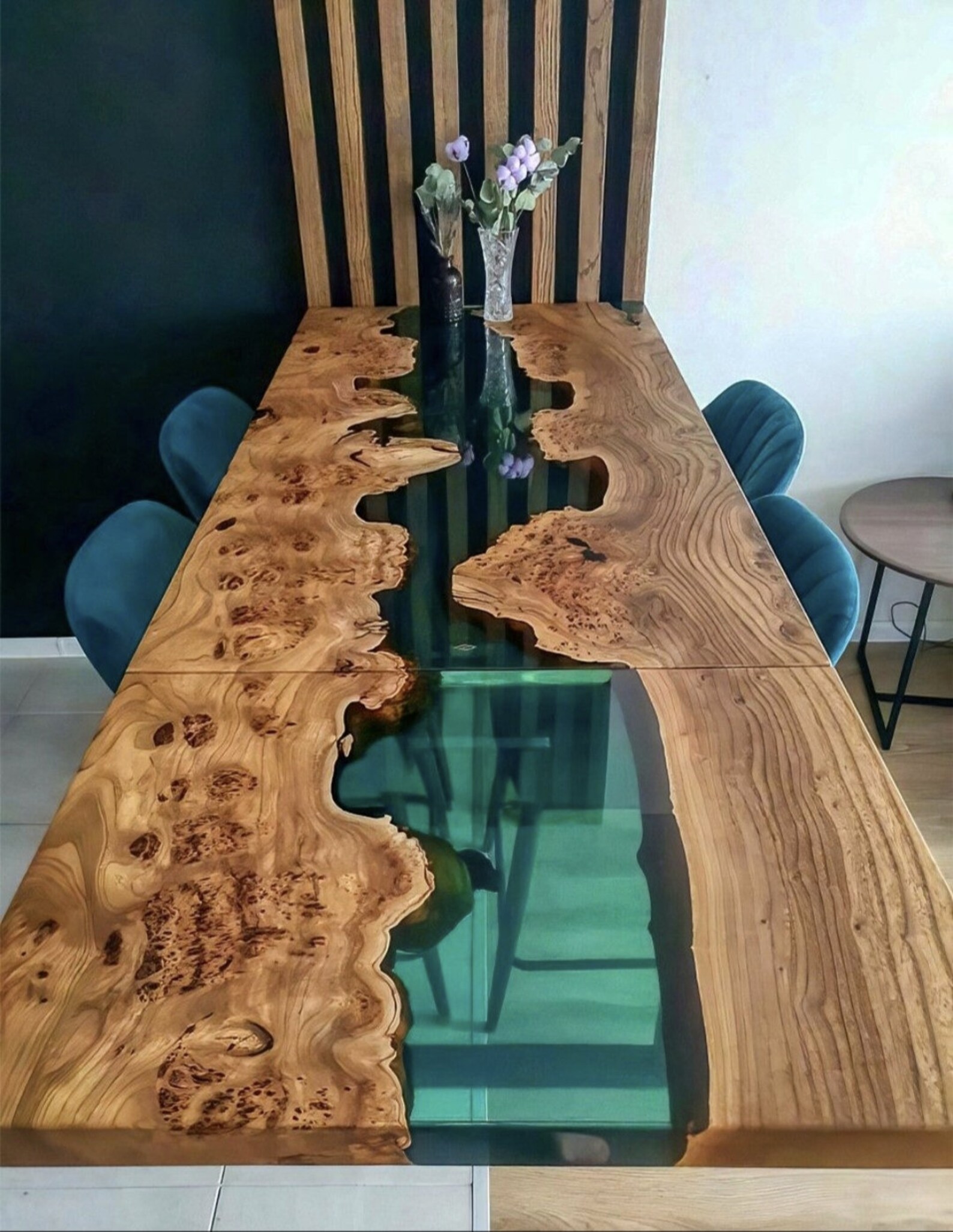 Custom Live Edge Epoxy Wood Table Epoxy Pebble Table Wooden Epoxy Table