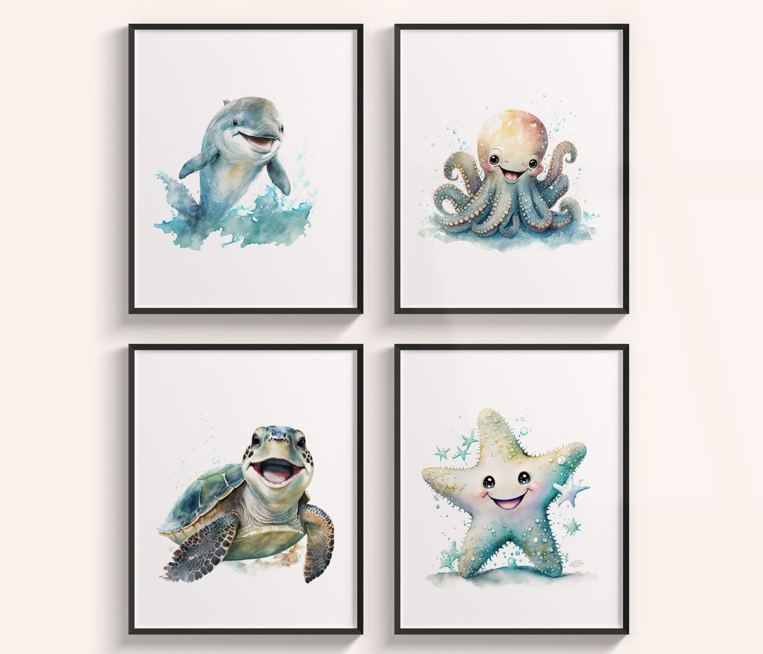Under the Sea Nursery Set Printable Watercolor Wall Art Decor of Sea