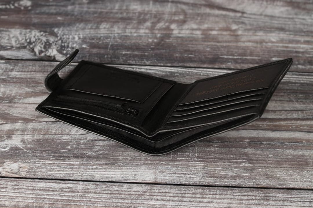 Personalised Mens Wallet, Genuine Soft Black Leather Wallet