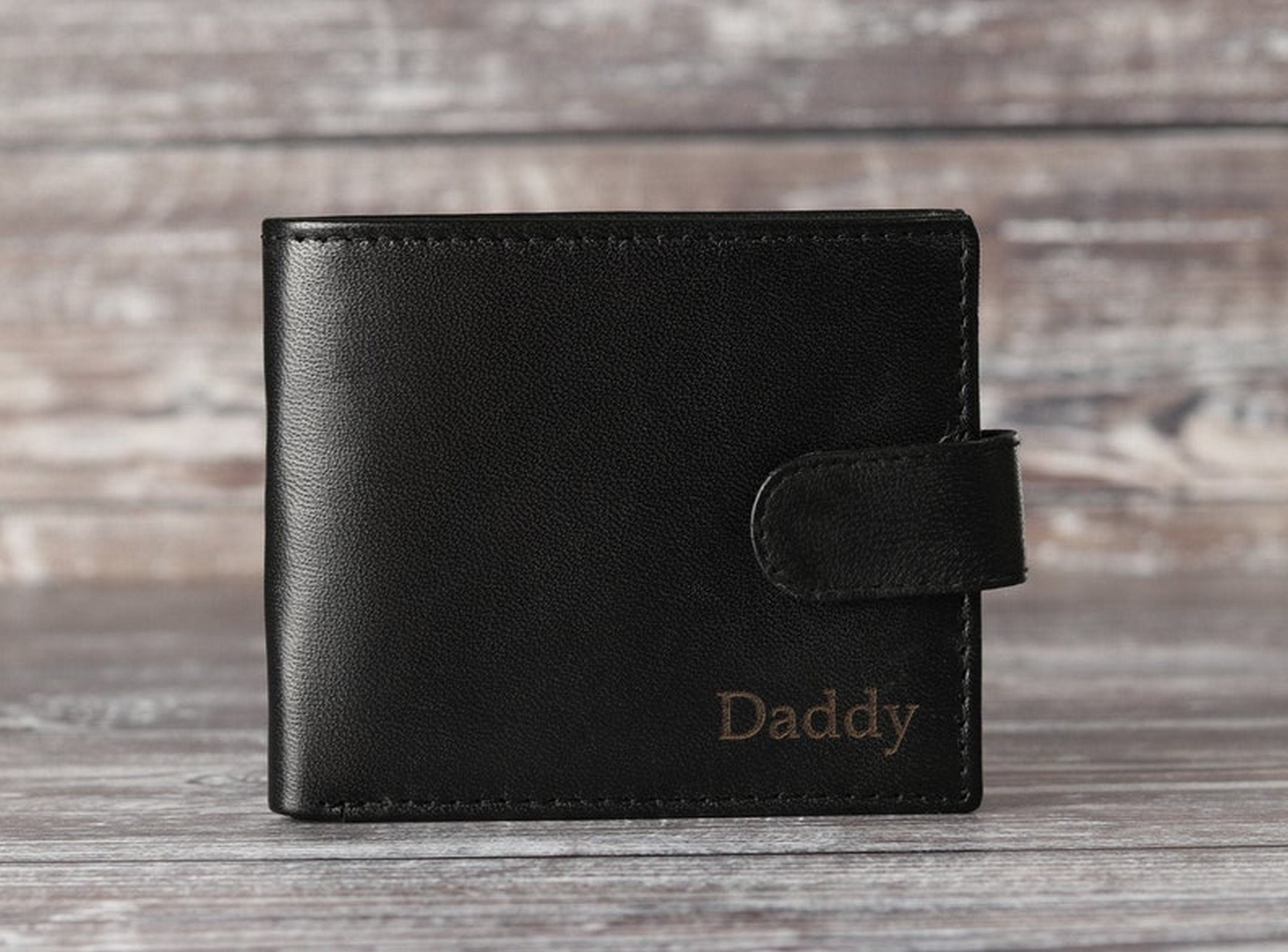 Personalised Mens Wallet, Genuine Soft Black Leather Wallet
