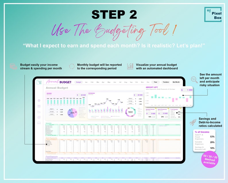 Annual and Monthly Budget Spreadsheet Excel & Google Sheets - Etsy