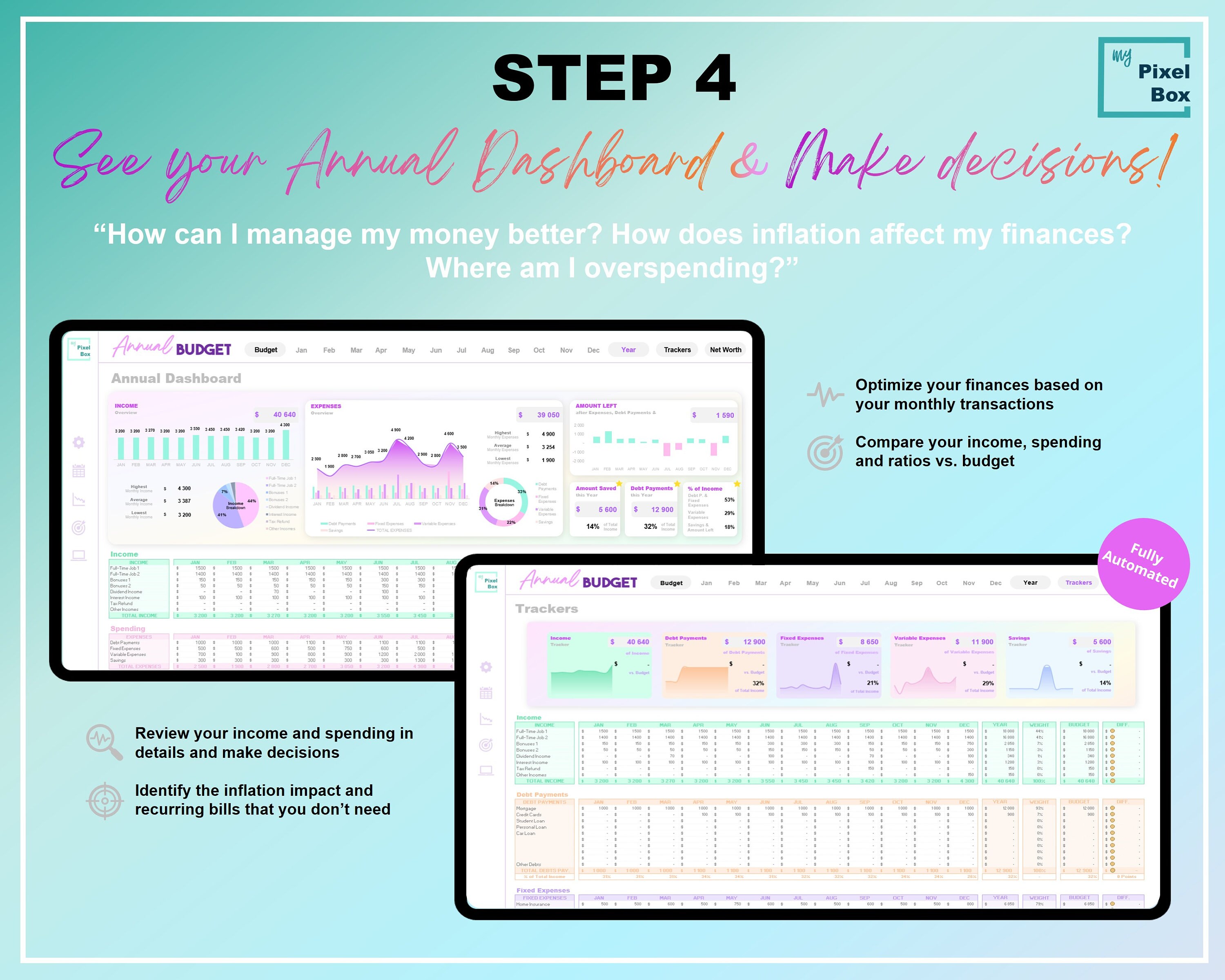 Annual and Monthly Budget Spreadsheet Excel & Google Sheets - Etsy