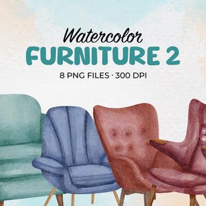 Watercolor furniture Clip art Element, home decor Clipart, furniture Clipart, furniture PNG, home decorative Clipart