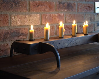 Large forged candle holder, unique vintage table décor, medieval decoration