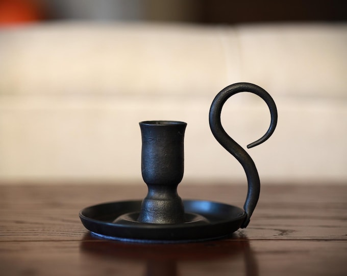 Hand Forged Wrought Iron Candle Holder, Library Decor, Book Lover Gift