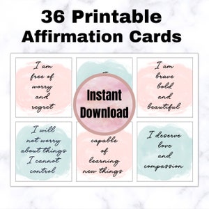 Carte di affermazione positiva, Affermazioni dell'acquerello, Affermazioni di fiducia, Affermazioni felici, Carte mantra stampabili, DOWNLOAD DIGITALE
