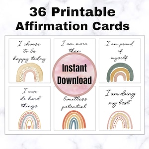 Positive affirmation cards - rainbow affirmation cards - encouragement cards - printable cards - Rainbow cards - DIGITAL DOWNLOAD