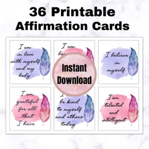 Cartões de afirmações positivas - cartões de autocuidado - rotina de autocuidado - mantras diários positivos - Afirmações para impressão - DOWNLOAD DIGITAL